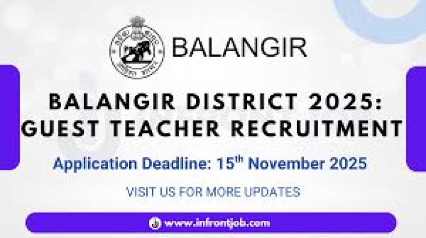Office of the Collector and District Magistrate, Balangir wanted Guest Teacher